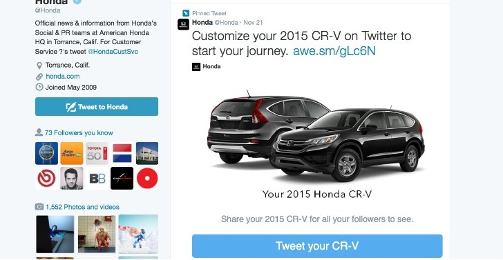 Honda Lets You Build a 2015 CR-V on Twitter