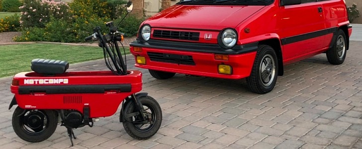 Honda City and the Honda MotoCompo scooter that fit in its trunk