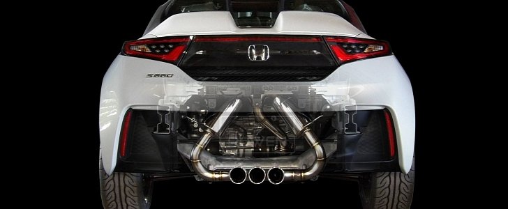 Honda S660 Copies Civic Type R Triple Exhaust in Rowen Tuning