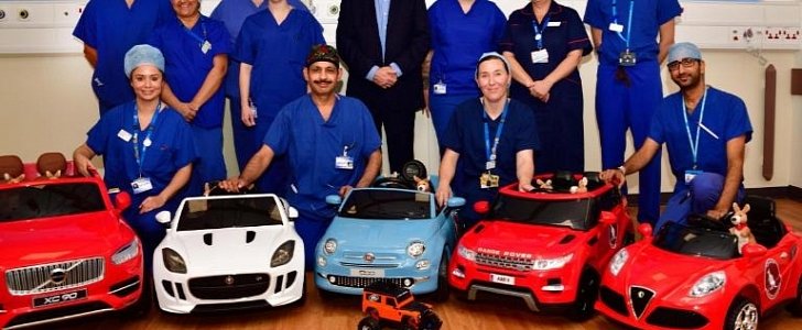 Leicester hospital staff with electric mini-cars kids will soon be driving around
