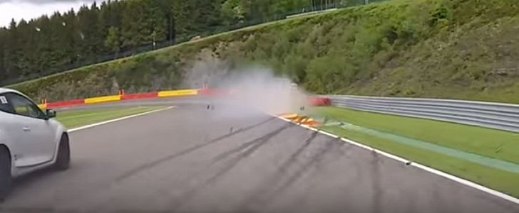Hot Hatch Driver Records Two Crashes (Ferrari and Corvette) at Spa Track Day