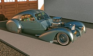 Hot-Rodded 1937 Bugatti Type 57SC Hemi V8 Atlantic Coupe Is Both Gamey and Surreal