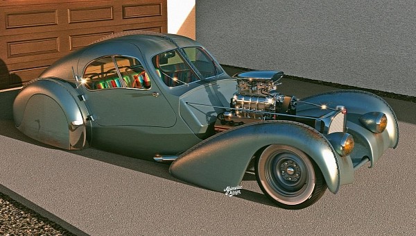 Hot-Rodded 1937 Bugatti Type 57SC Hemi V8 Atlantic Coupe Is Both