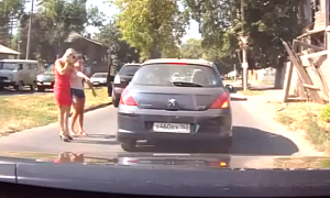 Hot Russian Girls Have a Crash But Are Not Adept to Road Rage