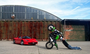 Hot to Show Respect to a Ferrari: Extreme Bike Wheelie