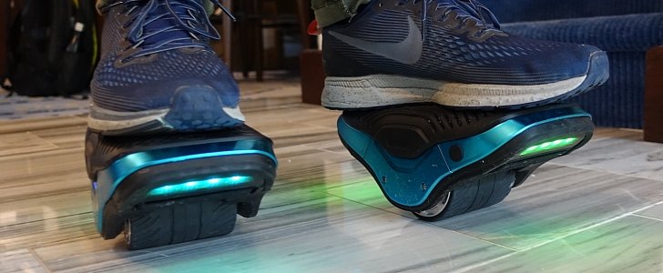 Hover shoes Jetson Motokicks, as presented at CES 2019
