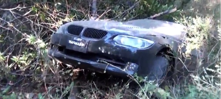 BMW crash: 335i jumps off cliff