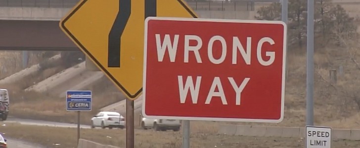 Authorities have installed dedicated signs to warn drivers they are going in the opposite direction