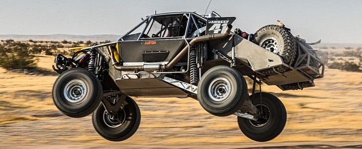 Trophy Truck Equipped with Live Valve-controlled Fox Shocks