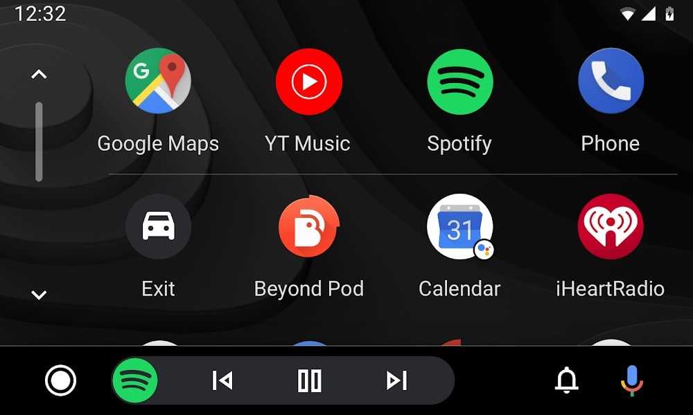 The Android Auto home screen