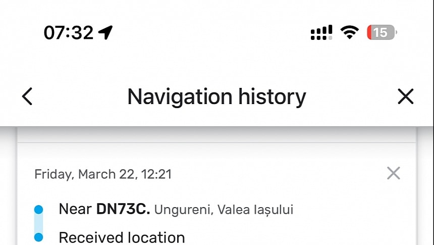 Waze navigation history