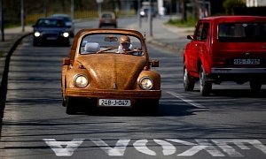 How to Spend Your Retirement: VW Beetle Covered in 50,000 Pieces of Oak