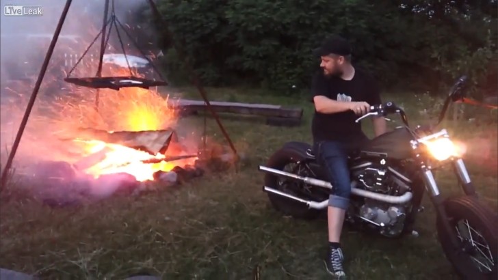 Using a Harley-Davidson to Light a Fire