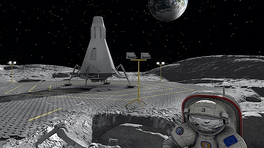 Rendering of paved landing pad on the Moon