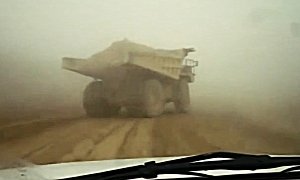 Huge Mining Truck Loses Control, Ends Up Doing a Graceful Drift