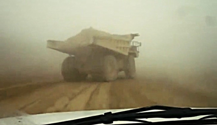 Komatsu mining truck drifting