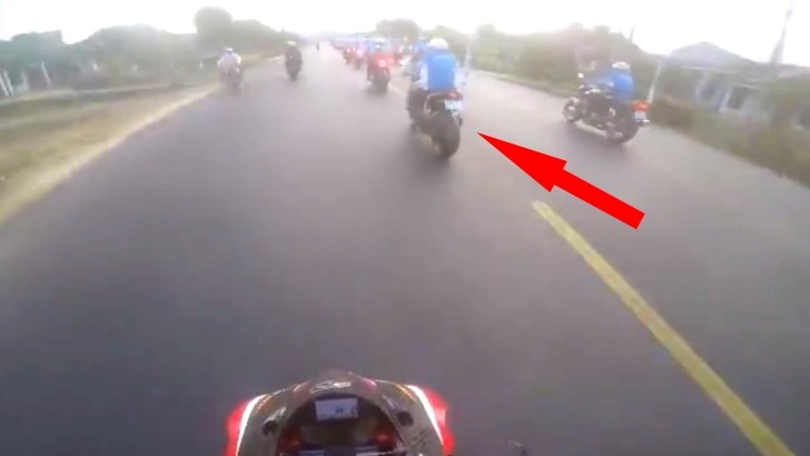 Motorcycle escort rider causes huge crash
