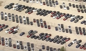 Hundreds of Teslas Pile Up in the Parking Lot of a Shopping Mall Soon To Be Demolished