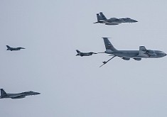 Hunter and Prey Military Aircraft Come Together Behind Fuel Source