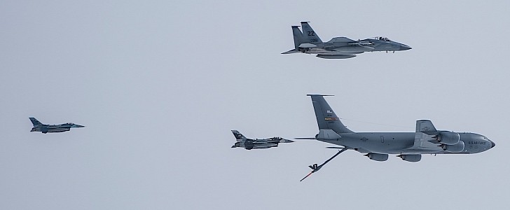 F-15C Eagles, F-16 Fighting Falcons, KC-135 Stratotanker