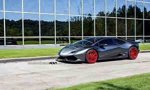 Huracan on Brushed Red ADV.1 Wheels Is Lamborghini Erotica