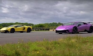 Huracan Performante vs. Aventador SV is an Epic Lamborghini Drag Race