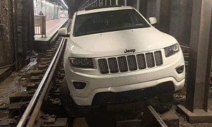 Hyperloop Looks Different Here, White Jeep Gets Stuck Inside Trolley Tunnel
