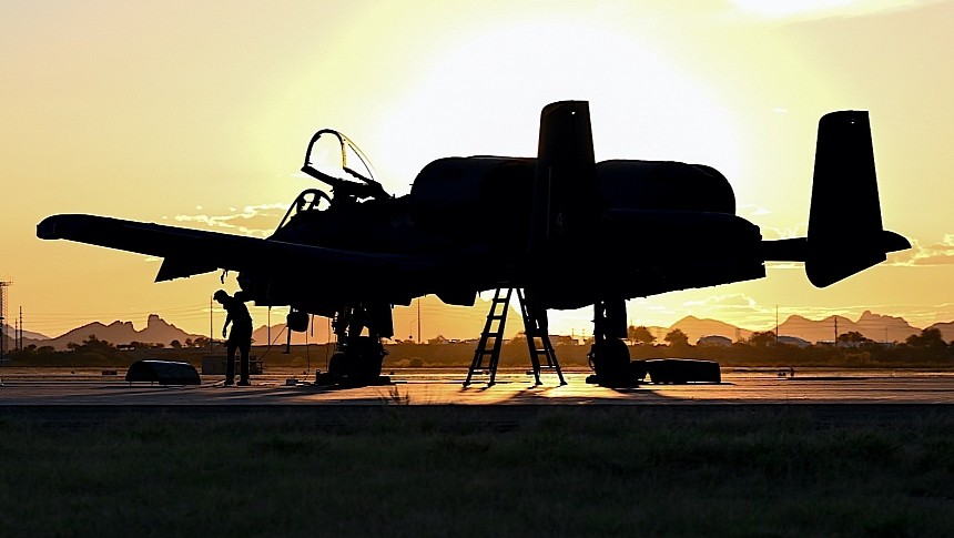 A-10C Thunderbolt II on the flight line of the Davis-Monthan Air Force Base in Arizona, October 2022