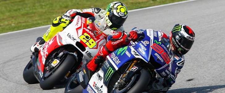 Track action with Iannone and Lorenzo