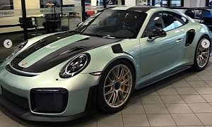 Ice Green Metallic Porsche 911 GT2 RS with Matching Interior Bits Shows Top Spec