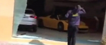 Idiot Crashes Kia into Ferrari Showroom and Runs Away