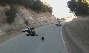 Idiot Ducati Rider Head-On Collision with a Harley-Davidson