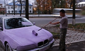 Illegal Parking in Russia: Free Pink Paint Job