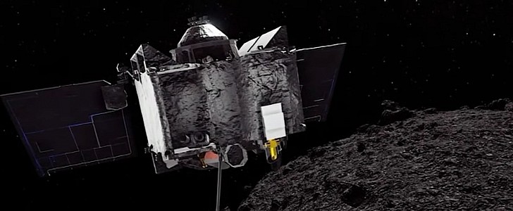 OSIRIS-Rex over asteroid Bennu