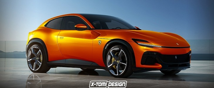 Ferrari Purosangue 3-Door Shooting Brake or Hot Hatch rendering by X-Tomi Design