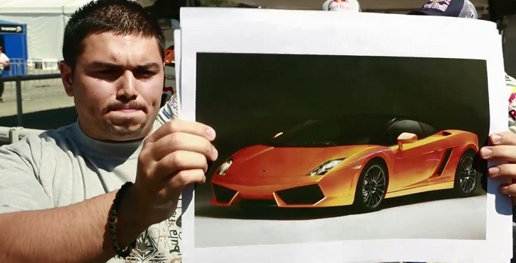 Daniel Jovanov imitating a Lamborghini