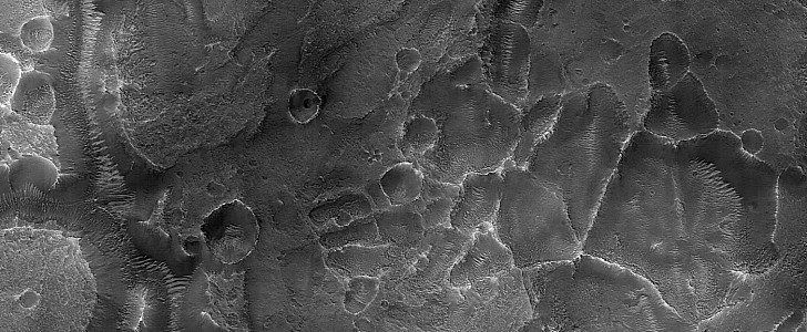 Cluster of impact craters in Arabia Terra