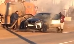 In Russia, They Put Out Flaming BMWs With Actual Human Waste