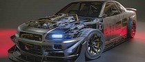 Incomplete R34 Nissan Skyline GT-R Is a Fascinating Digital JDM Sight to Behold