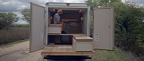 Inconspicuous Box Truck Camper Hides Game-Changing Layout With a Unique Levitating Desk