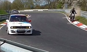 Incredibly Lucky Rider Smashes into the Guardrail at the Ring, Remains Upright