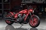 Indian Scout Bobber Vulcano Looks Like Red Hot Lava, Moving on Massive Fat Rubber