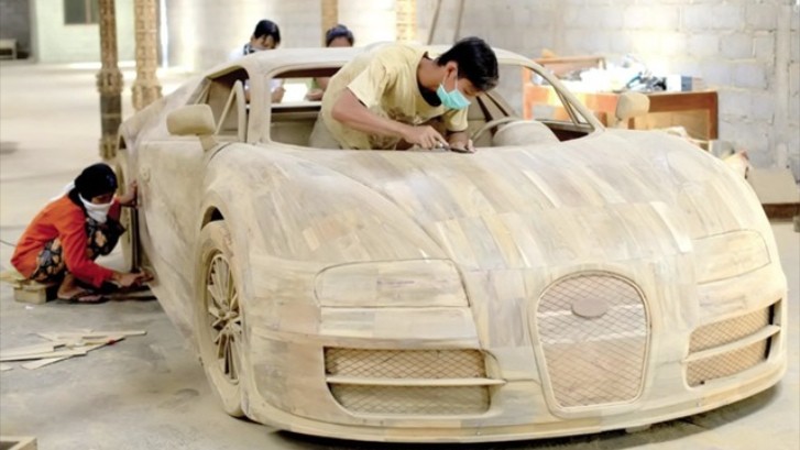 Indonesian Auto Shop Builds Wooden Bugatti Veyron