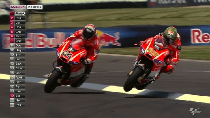 Dovizioso and Hayden flying over the Indy curbs