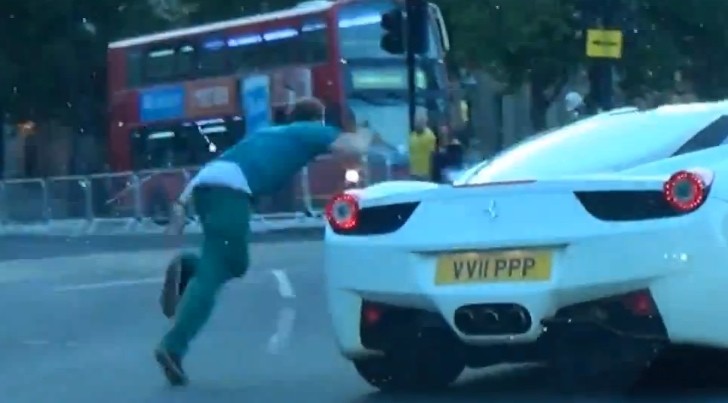 Ferrari runner falls down