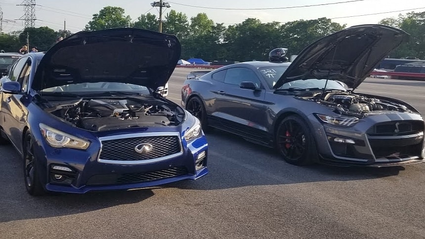 Infiniti Q50 Red Sport 400 vs. Ford Mustang Shelby GT500