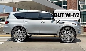 Infiniti QX80 on 34-Inch Wheels Looks Just As Ridiculous as It Sounds – It's Also for Sale