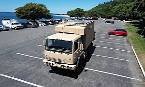 Insane $105K Army Truck RV Features a Motorcycle Garage and an Elevator Bed