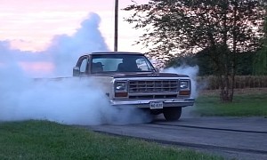 Insane 1982 Dodge Ram Hides Twin-Turbo Under the Hood, Does Massive Burnouts