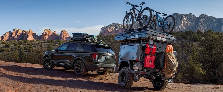 2021 Ford Explorer Timberline overlanding gear is housed in 2021 Turtleback Expedition